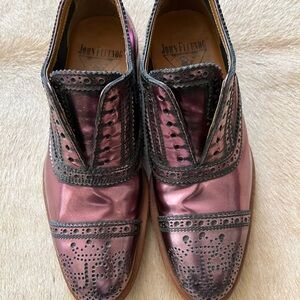 Metallic PINK Wingtip John FLUEVOG luxury shoe size 6 W.